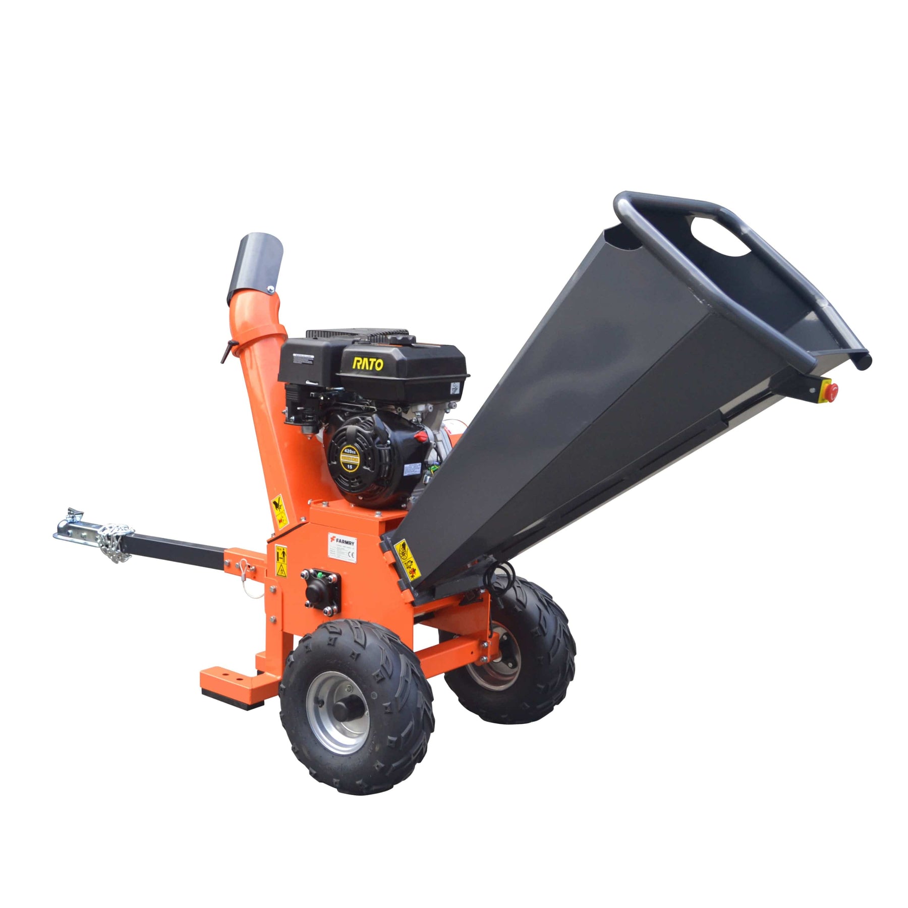 Farmry 5" Rato 420 cc 15 HP Gas Engine Powered Wood Chipper with Towbar , GS15U - farmry